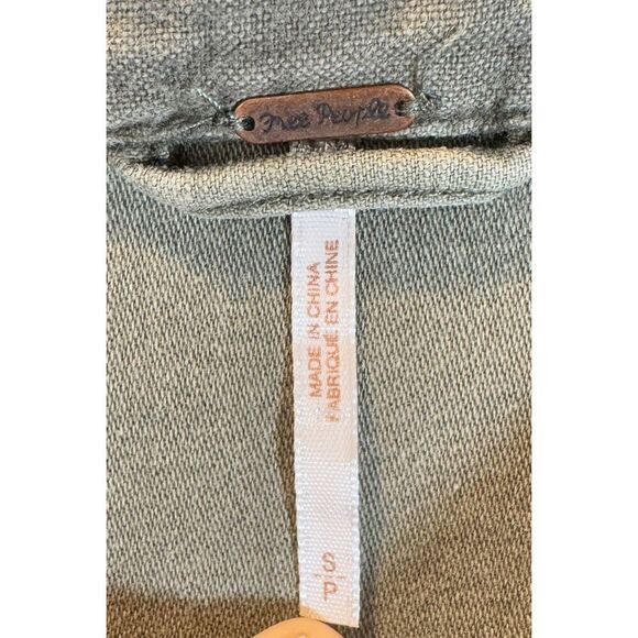 Free People Moss Green Military Oversized Button Front Jacket Women's Small - Picture 7 of 12